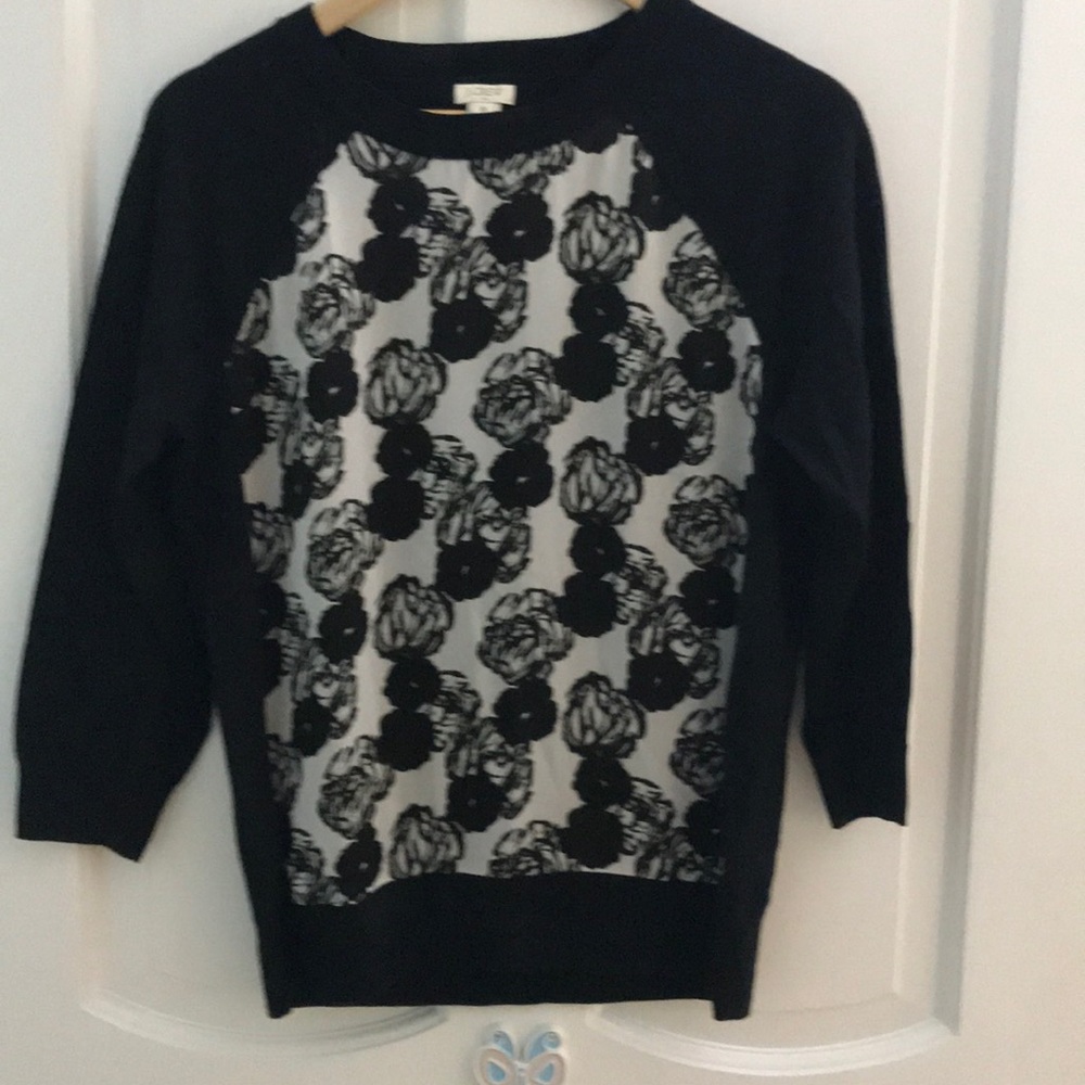 J crew black and white sweater